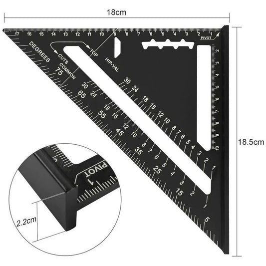 Metric System Metal Aluminum Ruler Square Ruler Guide Protractor Angle 45 90 Degrees Carpenter Tools Tracing V1237-ZY-528-109