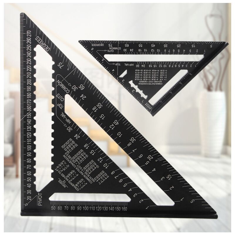Metric System Metal Aluminum Ruler Square Ruler Guide Protractor Angle 45 90 Degrees Carpenter Tools Tracing V1237-ZY-528-109