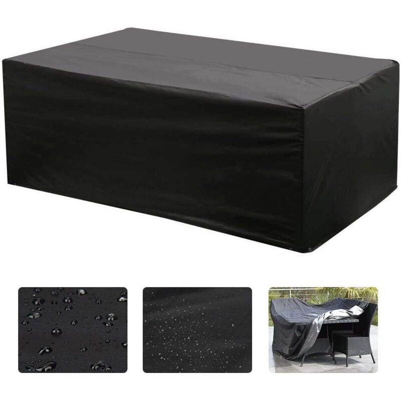 Oxford Rectangular Table Cover for Garden Furniture UV Protection, Black, 215 x 135 x 75cm V1237-ZY-528-110
