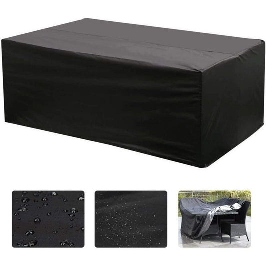 Oxford Rectangular Table Cover for Garden Furniture UV Protection, Black, 215 x 135 x 75cm V1237-ZY-528-110