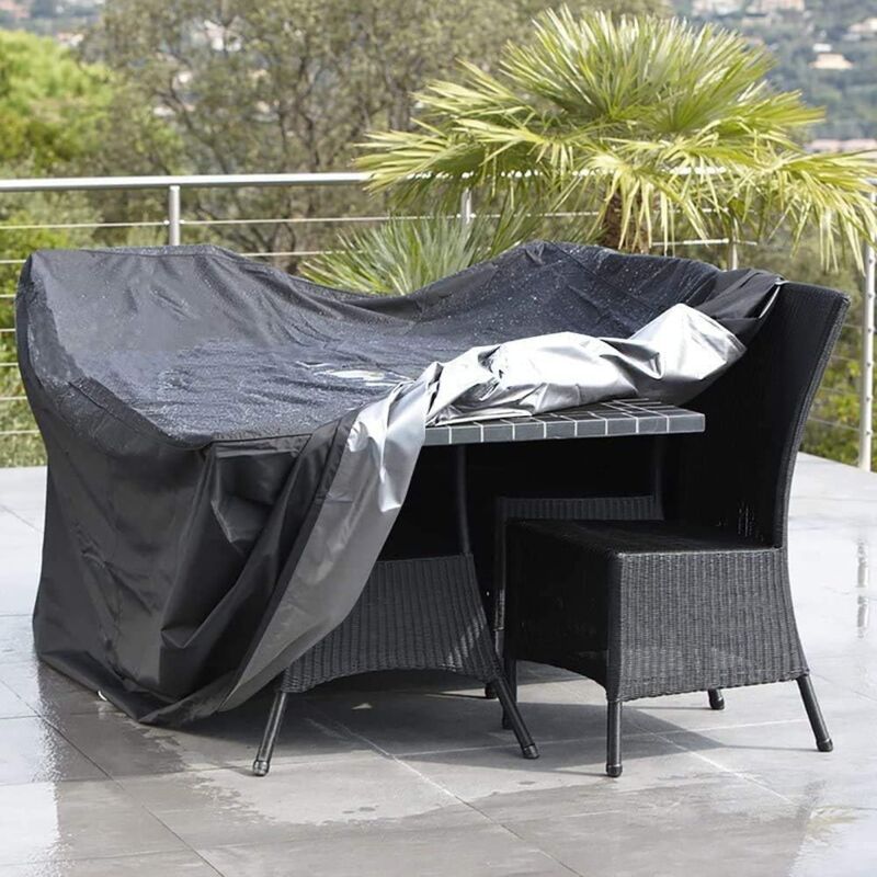Oxford Rectangular Table Cover for Garden Furniture UV Protection, Black, 215 x 135 x 75cm V1237-ZY-528-110