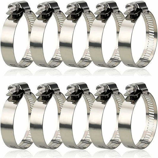 10 Pieces Hose Clamp, Adjustable Hose Clamp 27, 304 Stainless Steel Hose Clamp, 51 mm V1237-ZY-528-111