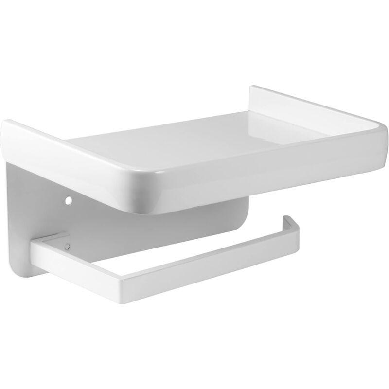 Wall Mounted Toilet Paper Holder with Aluminum Storage Shelf for Bathroom and Kitchen, White V1237-ZY-528-116