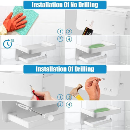 Wall Mounted Toilet Paper Holder with Aluminum Storage Shelf for Bathroom and Kitchen, White V1237-ZY-528-116