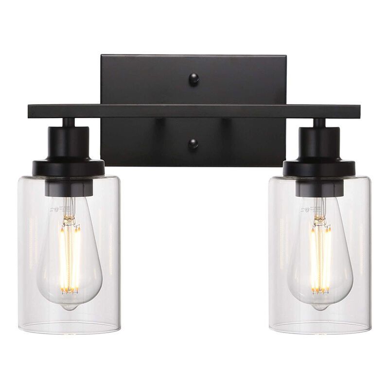 Black Vanity Light Glass Shade Wall Lamp Vintage Style Indoor Wall Sconces for Bathroom V1237-ZY-528-124