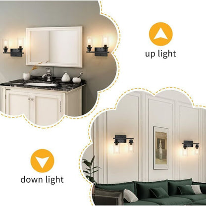 Black Vanity Light Glass Shade Wall Lamp Vintage Style Indoor Wall Sconces for Bathroom V1237-ZY-528-124