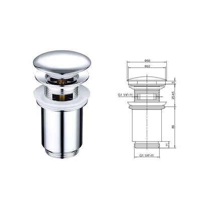 Metal Basin Pop up Drain, Slotted Bathroom Sink Drain Stopper, Chrome, Small, Silver V1237-ZY-528-128