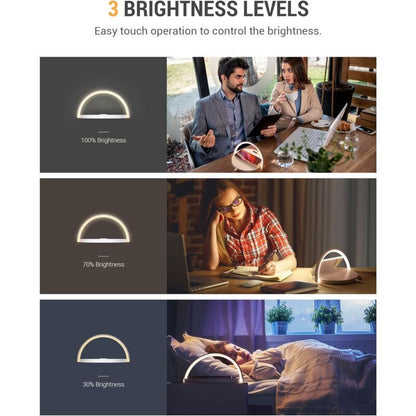 Wireless Charger Bedside Lamp LED Touch Night Light with QC3.0 10W Induction Charger, White V1237-ZY-528-129