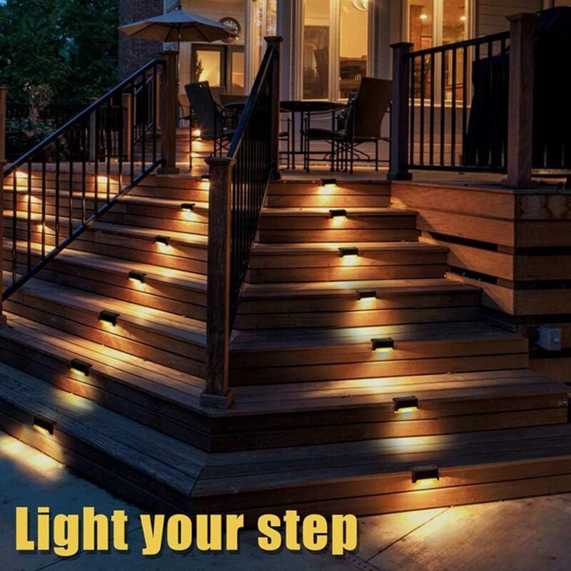 8 Pieces Solar Light, LED, for Stairs, Deck, Outdoor Black Shell Warm White V1237-ZY-528-131