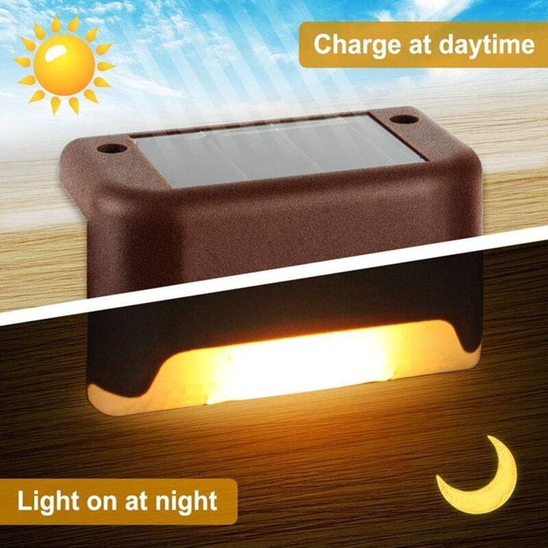 8 Pieces Solar Light, LED, for Stairs, Deck, Outdoor Black Shell Warm White V1237-ZY-528-131