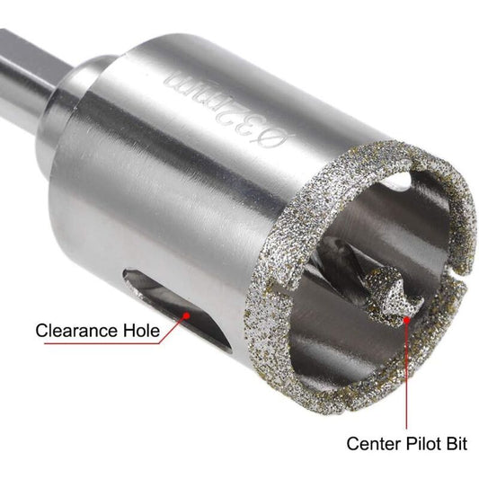 Diamond Glass Hole Saw Drill Bit with Center Pilot Bit for Glass, Ceramic Tile, 32mm V1237-ZY-528-146