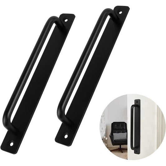 2 Pieces Black Aluminum Alloy Sliding Door Handles with 4 Screws for Barn Door Wardrobe Closet, 148mm V1237-ZY-528-149