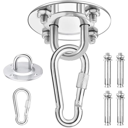 1 Pieces Heavy Duty Ceiling Hook, 450KG Capacity Stainless Steel Hammock Hanging Kit 180 Rotation for V1237-ZY-528-160