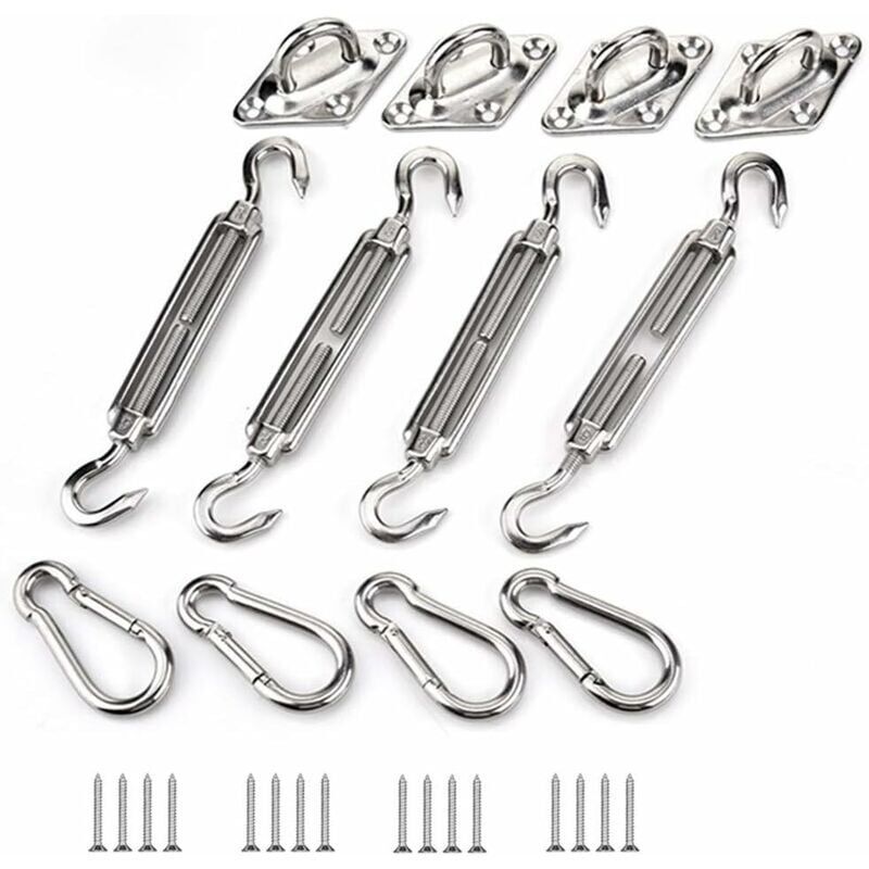 Shade Sail Fixing Kit, Stainless Steel Sun Shade Sail Fixing Kit for Triangle and Square, Rectangle, Sun V1237-ZY-528-165