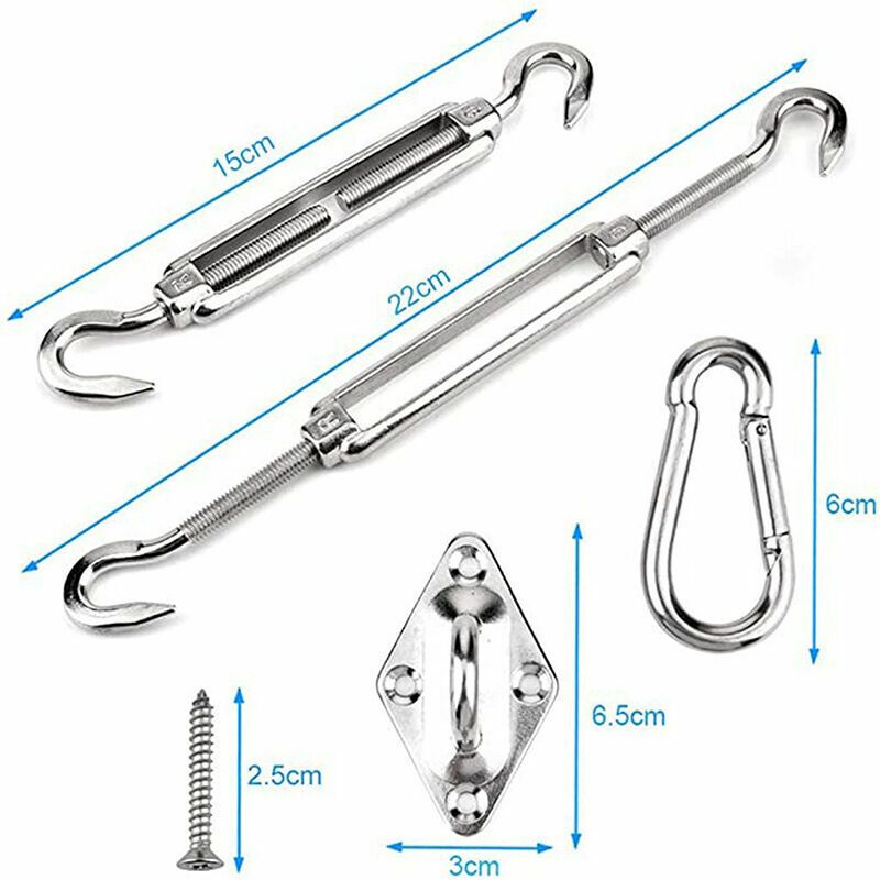 Shade Sail Fixing Kit, Stainless Steel Sun Shade Sail Fixing Kit for Triangle and Square, Rectangle, Sun V1237-ZY-528-165