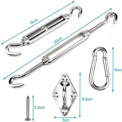 Shade Sail Fixing Kit, Stainless Steel Sun Shade Sail Fixing Kit for Triangle and Square, Rectangle, Sun V1237-ZY-528-165