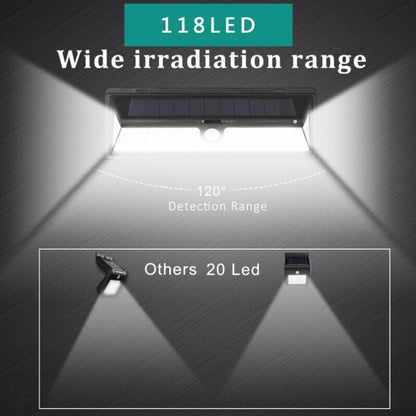 Solar Wall Light 118 LED PIR Motion Sensor IP65 Waterproof Outdoor Garden Light 1000 Lumens V1237-ZY-528-172
