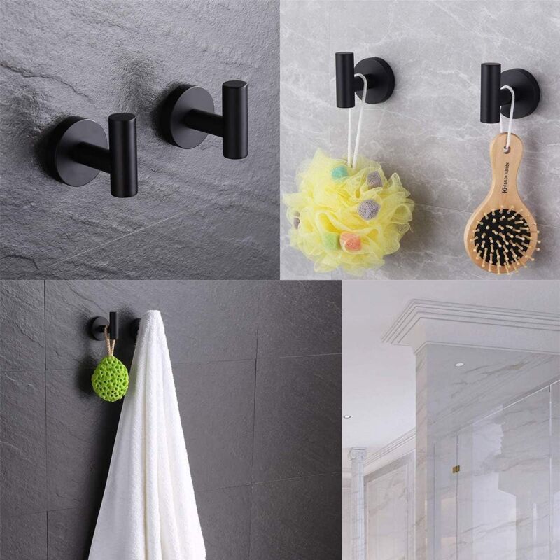 2 Pieces Black Coat Hooks Wall Hooks Coat Wall Hook Stainless Steel Coat Hook for Modern Towel Hook V1237-ZY-528-183