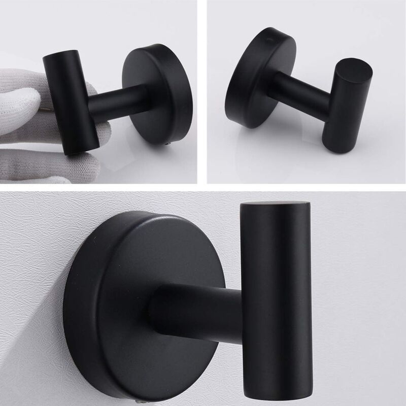 2 Pieces Black Coat Hooks Wall Hooks Coat Wall Hook Stainless Steel Coat Hook for Modern Towel Hook V1237-ZY-528-183