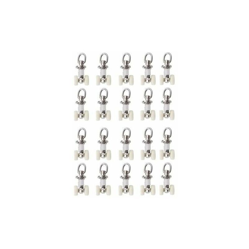 20 Pieces Plastic Curtain Track Glider Rail Rollers Twin Rollers Aluminum Alloy, Small V1237-ZY-528-185