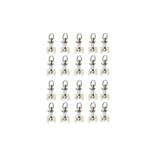 20 Pieces Plastic Curtain Track Glider Rail Rollers Twin Rollers Aluminum Alloy, Small V1237-ZY-528-185