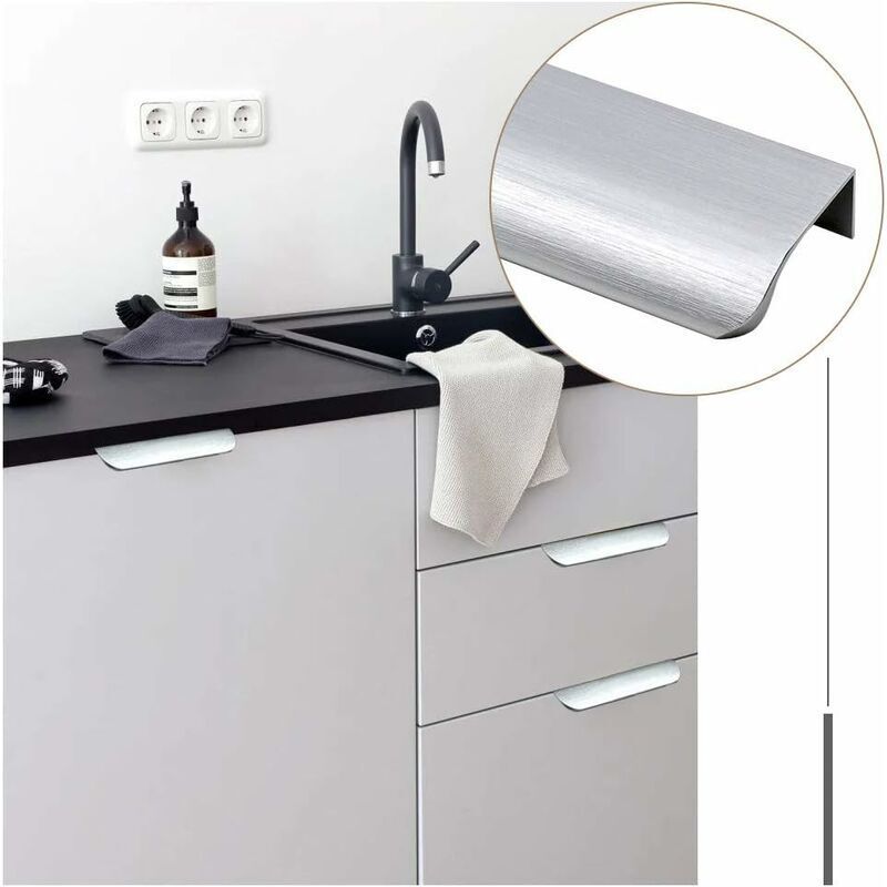 10 Pack Brushed Nickel Kitchen Pulls Invisible Pulls Kitchen Pulls Stainless Steel Kitchen Pulls, Center to V1237-ZY-528-188