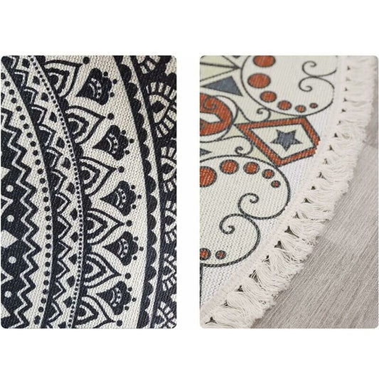 Vintage Round Mandala Rug Living Room Rug Bedroom Home Braided Cotton Rug Washable, 60cm V1237-ZY-528-190