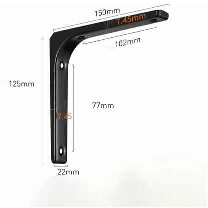 2 Pieces Bracket for L shaped Shelf, Black, 150 x 125mm V1237-ZY-528-194
