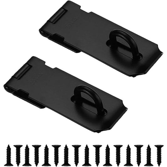 2 Pieces Door Latch Hasp Clasp Latch with Screws, Matte Black Finish Stainless Steel Heavy Duty Latch V1237-ZY-528-202
