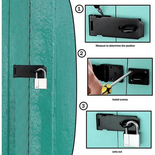 2 Pieces Door Latch Hasp Clasp Latch with Screws, Matte Black Finish Stainless Steel Heavy Duty Latch V1237-ZY-528-202