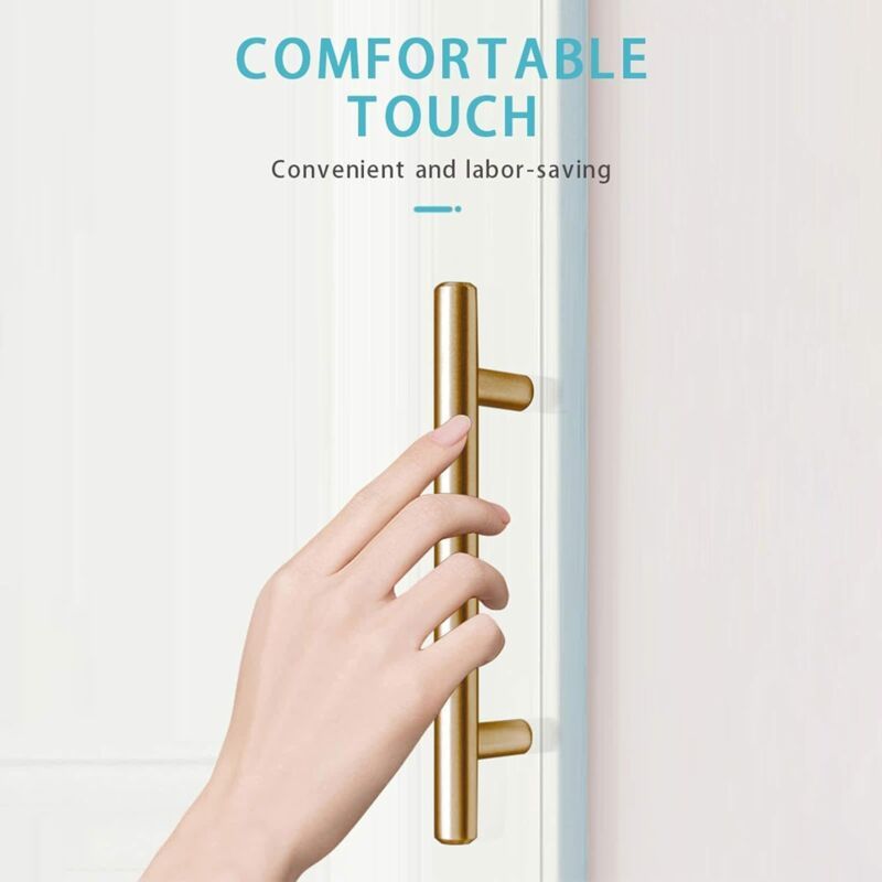 10 Pieces T Bar Handle, Pack Cabinet Door Brushed Stainless Steel Hardware for Kitchen Cabinets Pull Handle V1237-ZY-528-203