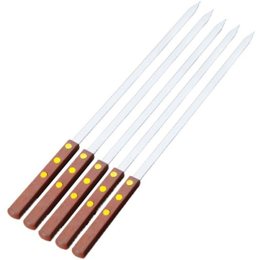 8 Pack Barbecue Utensil, Barbecue Skewers, Extra Long Stainless Steel Skewers with Solid Wood Handle, 50cm V1237-ZY-528-212
