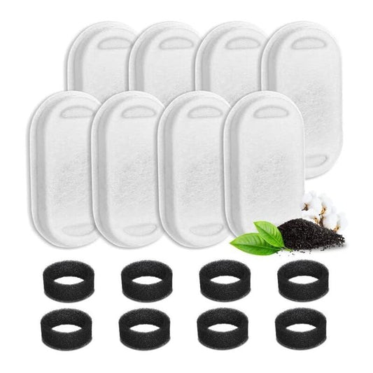 16 Pieces Cat Water Fountain Filters and Foam Sponge for 3.2L Stainless Steel Cat Fountains V1237-ZY-528-217