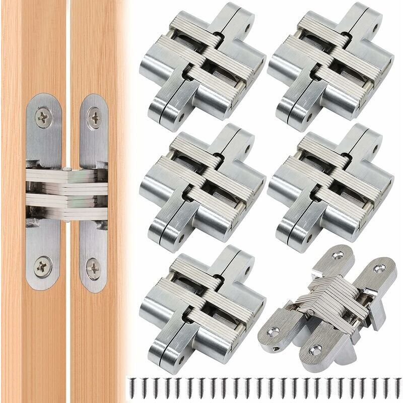 Furniture Hinge6 Pieces Folding Hidden Hinge Cross Hinges, Invisible Hinge Closure, Arched Cabinet Hinges V1237-ZY-528-219