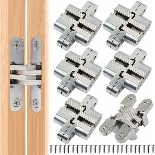 Furniture Hinge6 Pieces Folding Hidden Hinge Cross Hinges, Invisible Hinge Closure, Arched Cabinet Hinges V1237-ZY-528-219