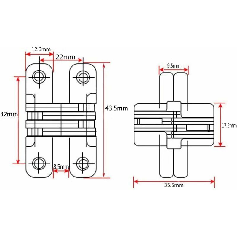 Furniture Hinge6 Pieces Folding Hidden Hinge Cross Hinges, Invisible Hinge Closure, Arched Cabinet Hinges V1237-ZY-528-219