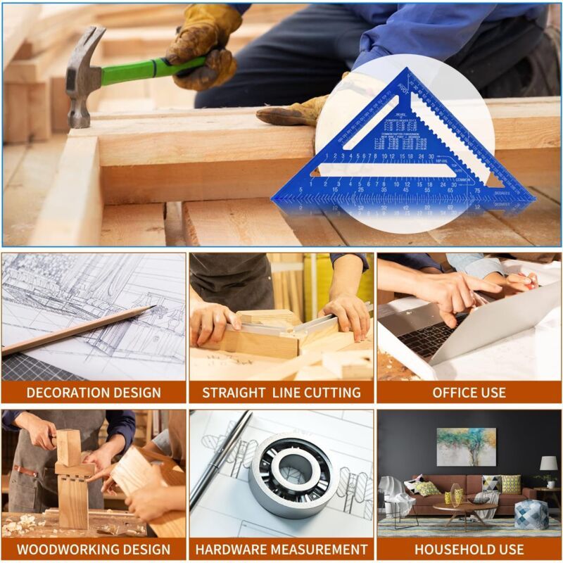 Multi Function Carpenter Square Metal Aluminum Ruler Protractor Guide, 180mm V1237-ZY-528-220