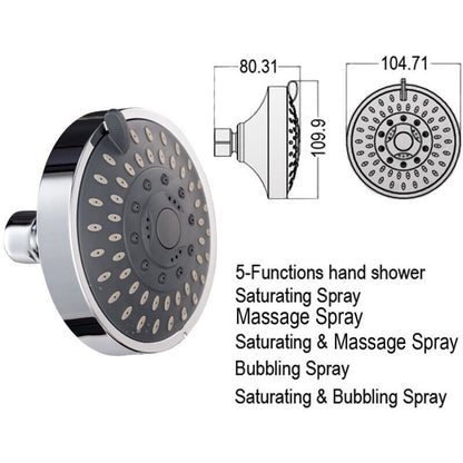 Adjustable Chrome Shower Head, Steel Round Rain Shower Head Mirror Face Shower Head V1237-ZY-528-221