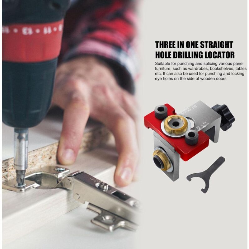 Woodworking Drilling Locator, Round Dowel Connector, 1 Drill Guide, Hole Opening Jig Positioner for V1237-ZY-528-226