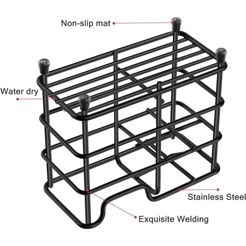 Toothbrush Holder, Small Stainless Steel Toothpaste Holder, Bathroom Accessories Organizer, Black V1237-ZY-528-228
