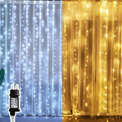 Outdoor LED Light Curtain with 8 Modes Warm White Christmas String Lights, 3 x 3 m, 300 LED V1237-ZY-528-232