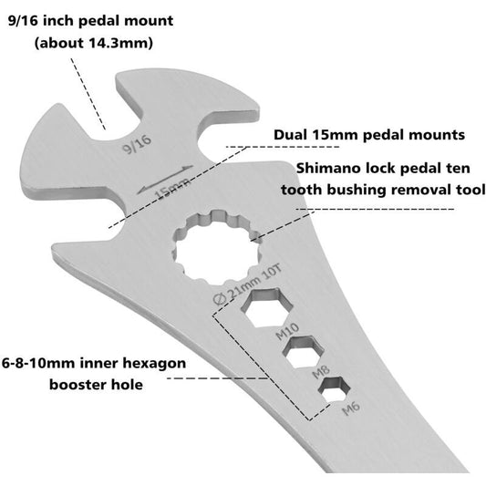 Bicycle Pedal Wrench, Bicycle Pedal Wrench with Extra Long Handle, Multi Purpose Pedal Removal Tool, 0.5625 V1237-ZY-528-239