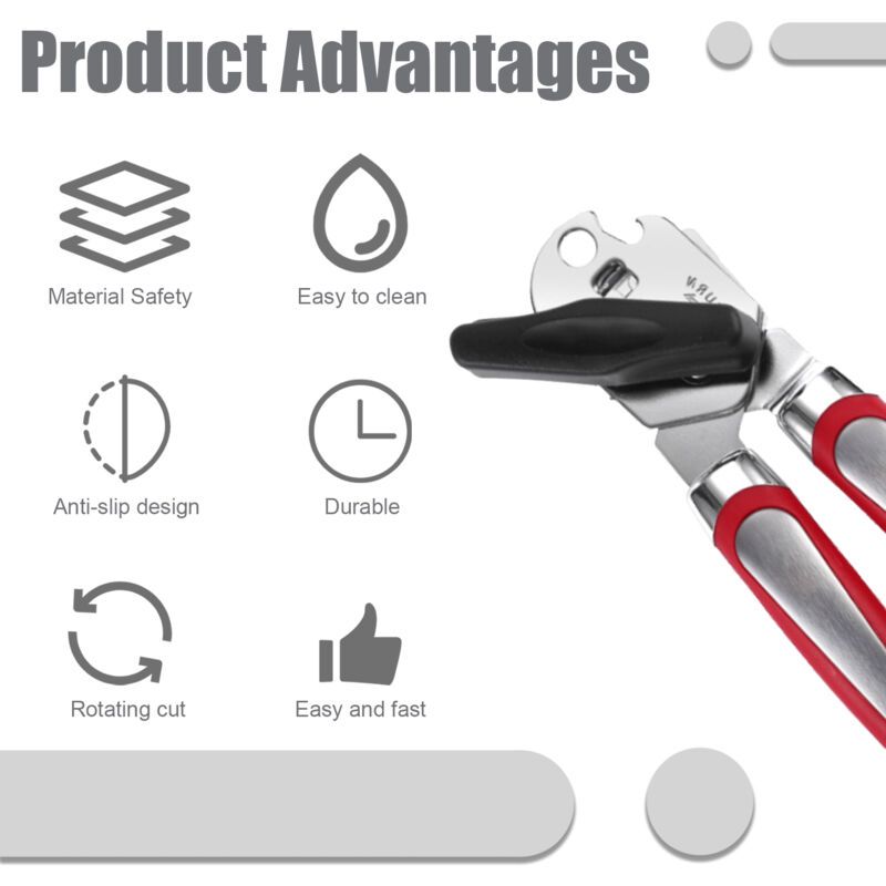 Kitchen Storage Accessory, Kitchen Manual Can Opener Handheld Can Opener with Smooth Edge Stainless Steel V1237-ZY-528-244