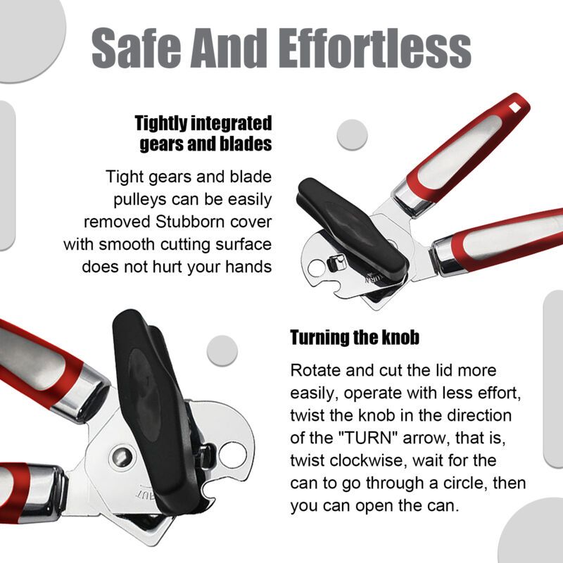Kitchen Storage Accessory, Kitchen Manual Can Opener Handheld Can Opener with Smooth Edge Stainless Steel V1237-ZY-528-244