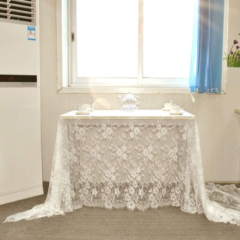 Rectangular Lace Tablecloth White, 150 x 300cm V1237-ZY-528-246