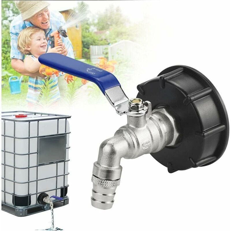 IBC Drain Tank Adapter S60x6 Tap Valve 0.75 Inch Ball Valve Water Tank Adapter V1237-ZY-528-251