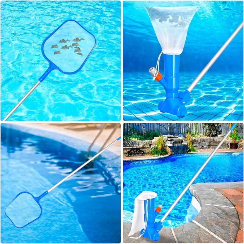 Robot Pool Swimming Pool Maintenance Kit with Vacuum and Pool Skimmer, 5 Handle Handles, Leaf Bag Portable V1237-ZY-528-252