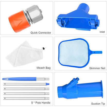 Robot Pool Swimming Pool Maintenance Kit with Vacuum and Pool Skimmer, 5 Handle Handles, Leaf Bag Portable V1237-ZY-528-252