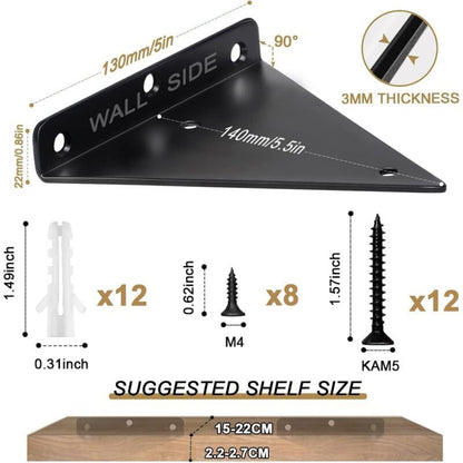 4 Pack Triangle Shelf Brackets, 5.5 Inch Iron Floating Shelf Brackets, Wall Mounted Metal Shelf Brackets for V1237-ZY-528-257