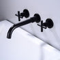 Basin Mixer Tap Matte Black Wall Mounted Bathroom Faucet Double Handle Brass Basin Mixer with Rough inch V1237-ZY-528-259